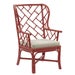 Palm Beach Chippendale Wing Chair Unpainted - "Select Your Color" Rattan Frame with Leather Wraps