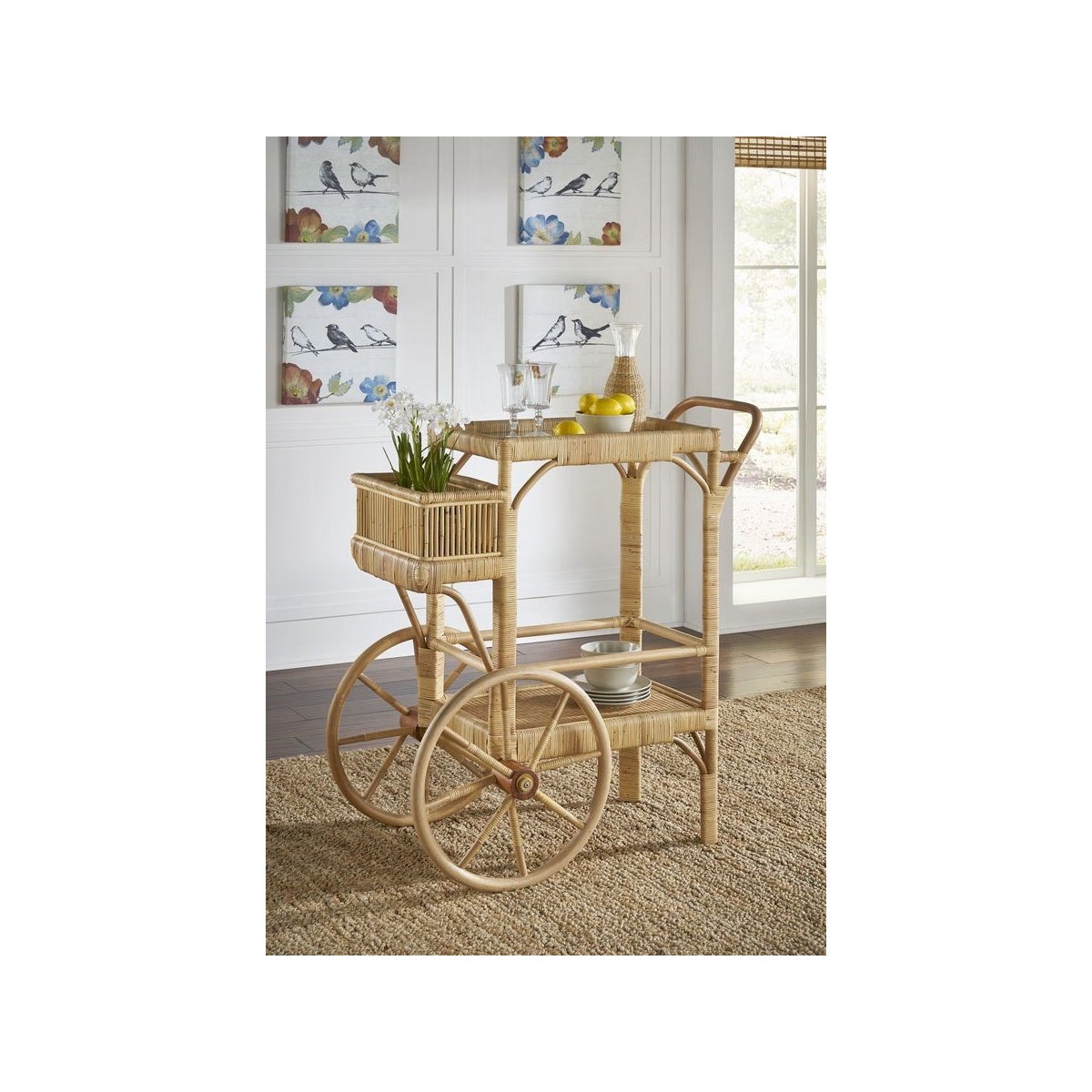 Bimini Bar Cart Woven Rattan - Natural