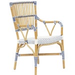 Madrid Arm Chair Frame Color - Natural   Woven Seat and Back  Color - White/Navy   This Item Wi