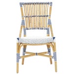Madrid Side Chair  Frame - Natural  Woven Seat and Back  Color - White/Navy  Sold in pairs ONLY