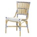 Madrid Side Chair  Frame - Natural  Woven Seat and Back  Color - White/Navy  SOLD IN PAIRS ONLY