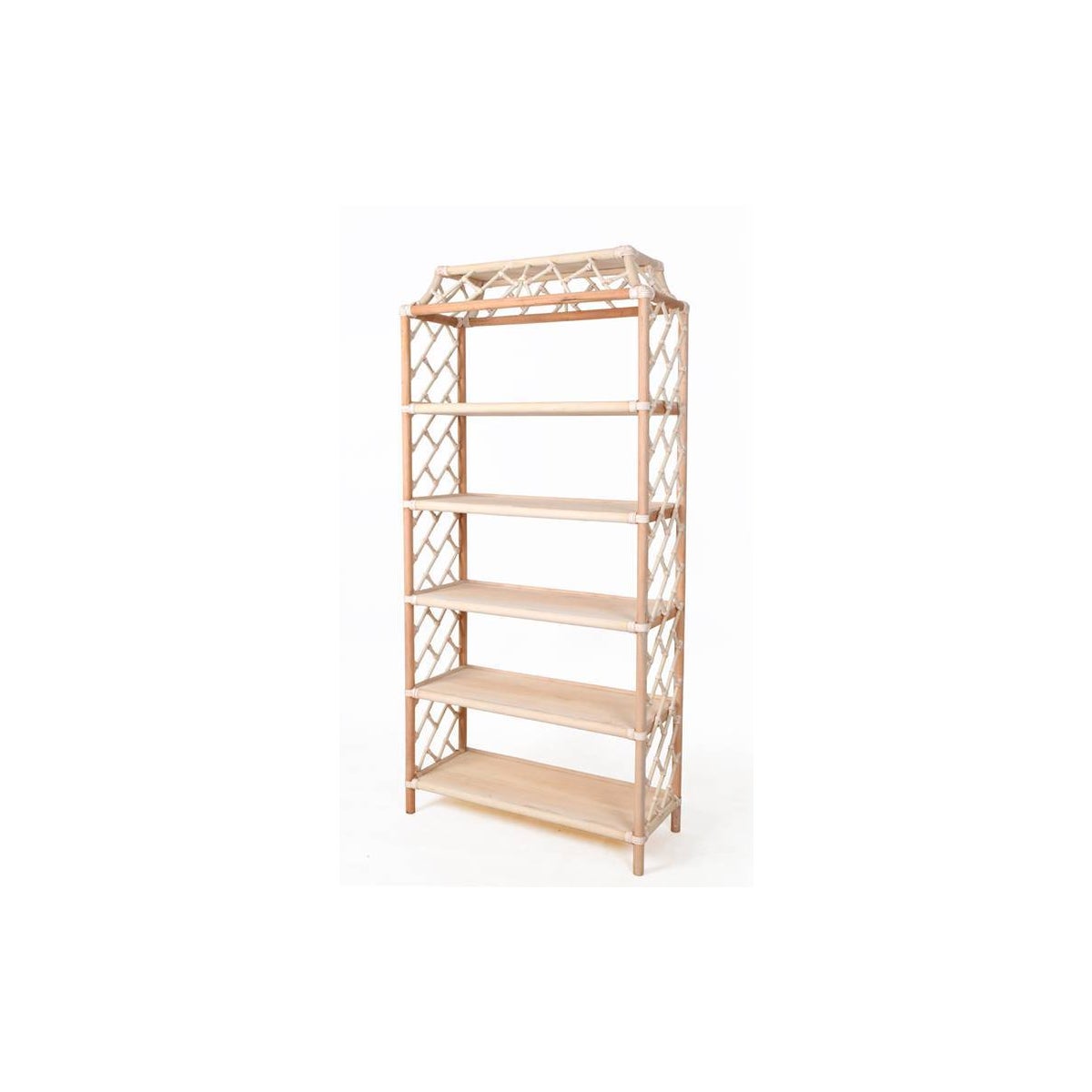 Chippendale Bookcase(Shown in "Mediterranean Sky")"Select Your Color" Rattan Frame with Leather W