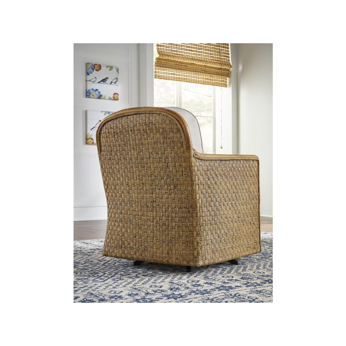Logan Swivel Chair SWIVEL PART# 1824640200 ADDEDWoven Frame Color - Buff Cushion Color - Holly Wh