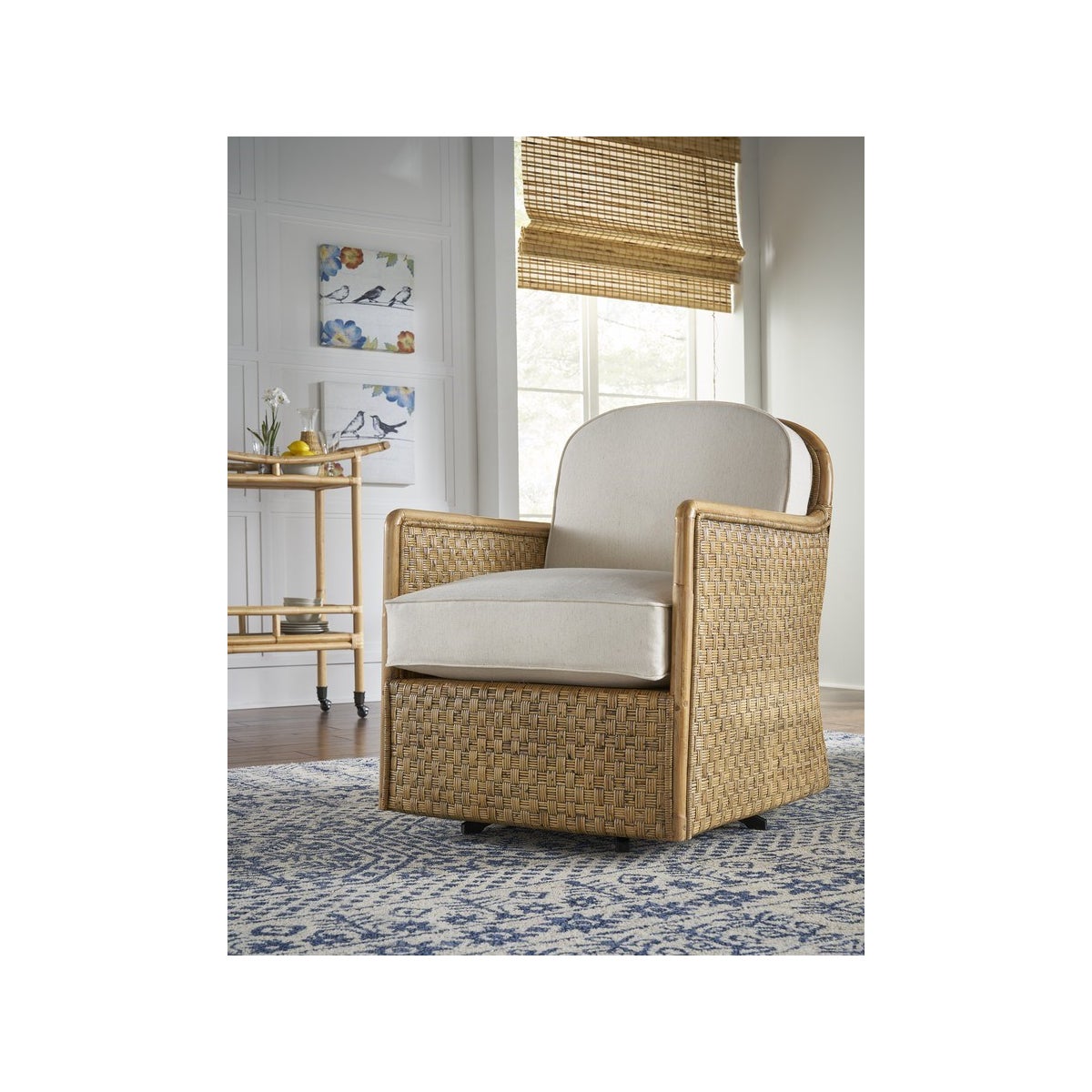 Logan Swivel Chair SWIVEL PART# 1824640200 ADDEDWoven Frame Color - Buff Cushion Color - Holly Wh
