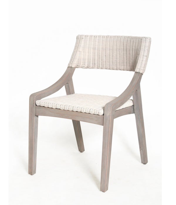 Urbane Dining Side Chair Frame Color - Old Gray White Woven Seat and Back