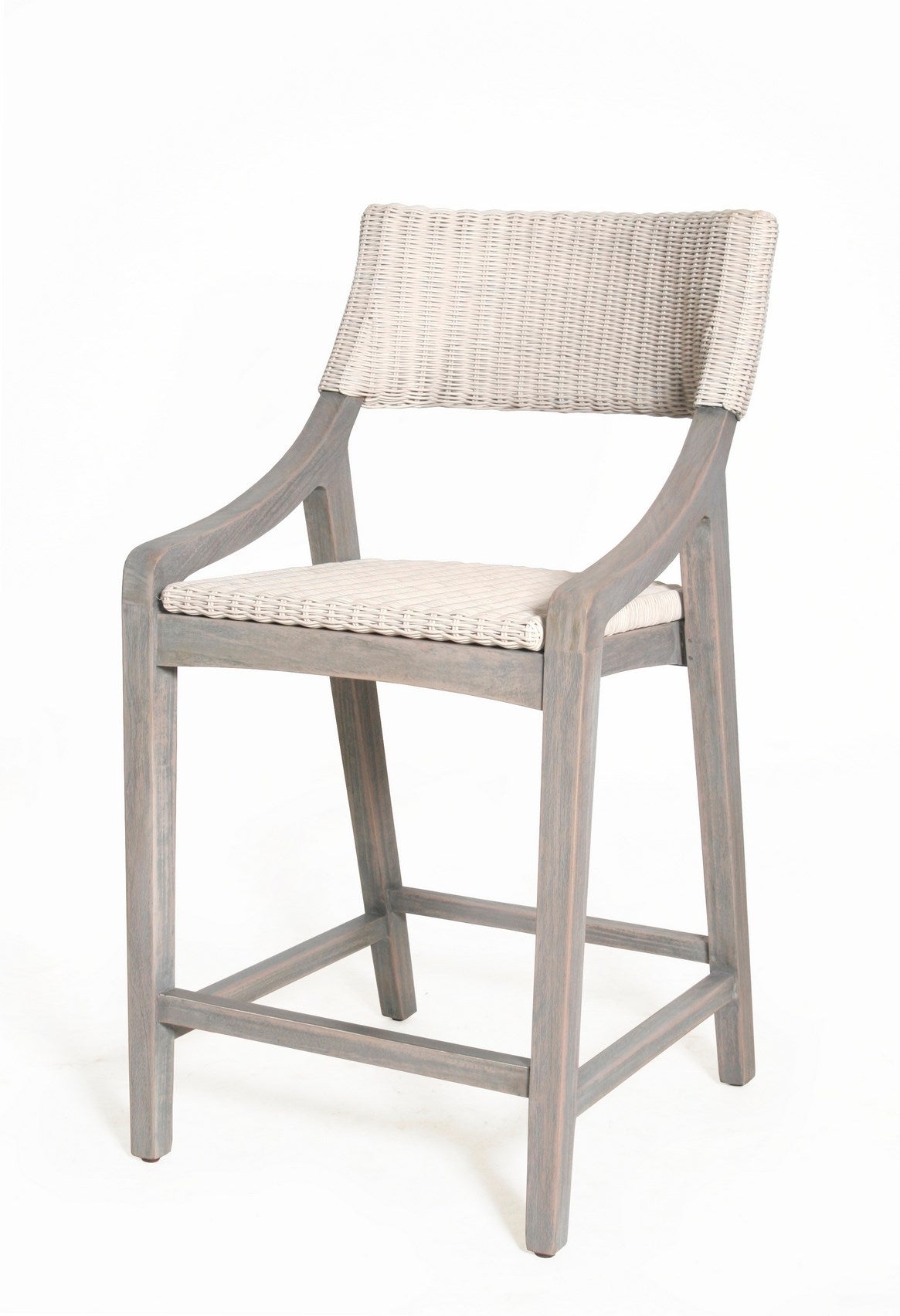 white woven counter stool