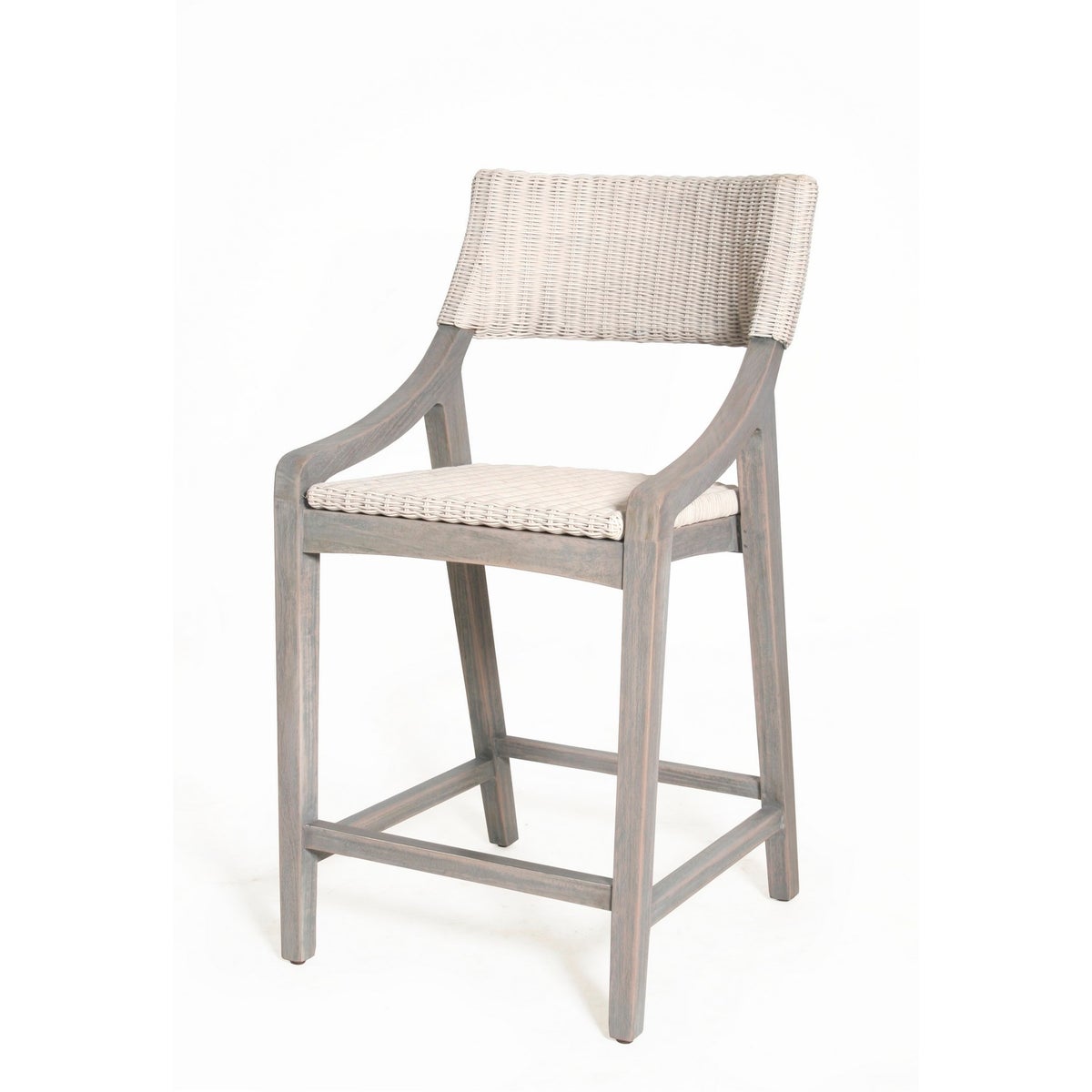 Urbane Counter Chair Frame Color - Old Gray Woven Seat and Back Color - White