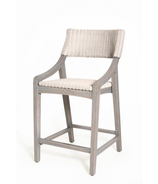 Urbane Counter Chair Frame Color - Old Gray Woven Seat and Back Color - White