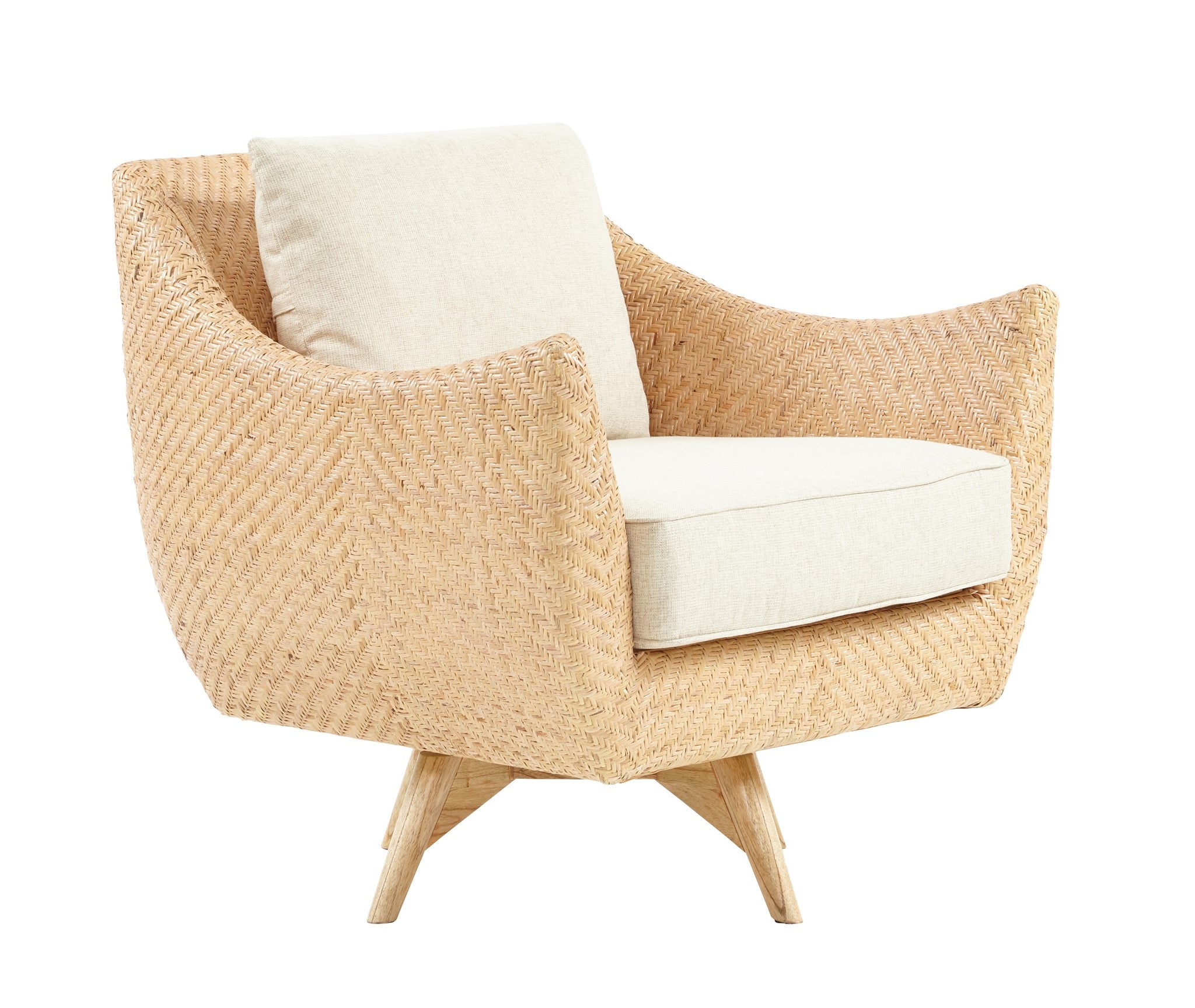 Grayson Swivel Chair Frame Weave Natural Cushion Cream