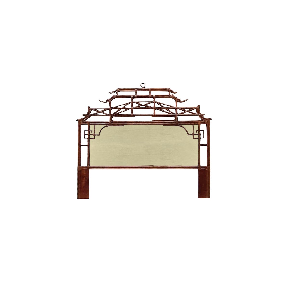 Pagoda King Headboard w/ Fabric Insert Frame Material - Rattan Frame Color - Tortoise Fabric Inse