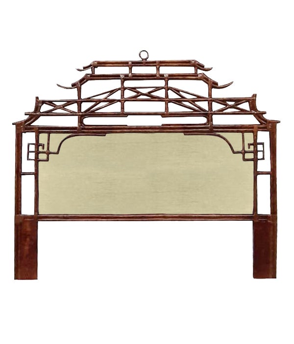 CLOSE-OUT!!Pagoda King Headboard w/ Fabric Insert Frame Material - Rattan Frame Color - Tortoise