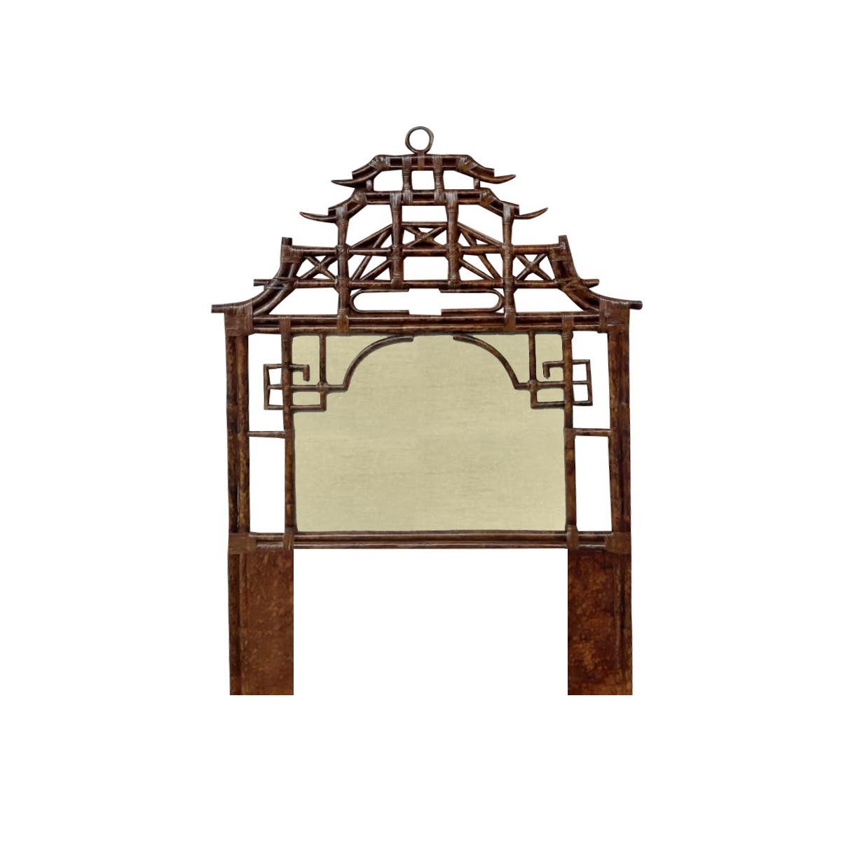 CLOSE-OUT!!Pagoda Twin Headboard w/ Fabric Insert Frame Material - Rattan Frame Color - Tortoise