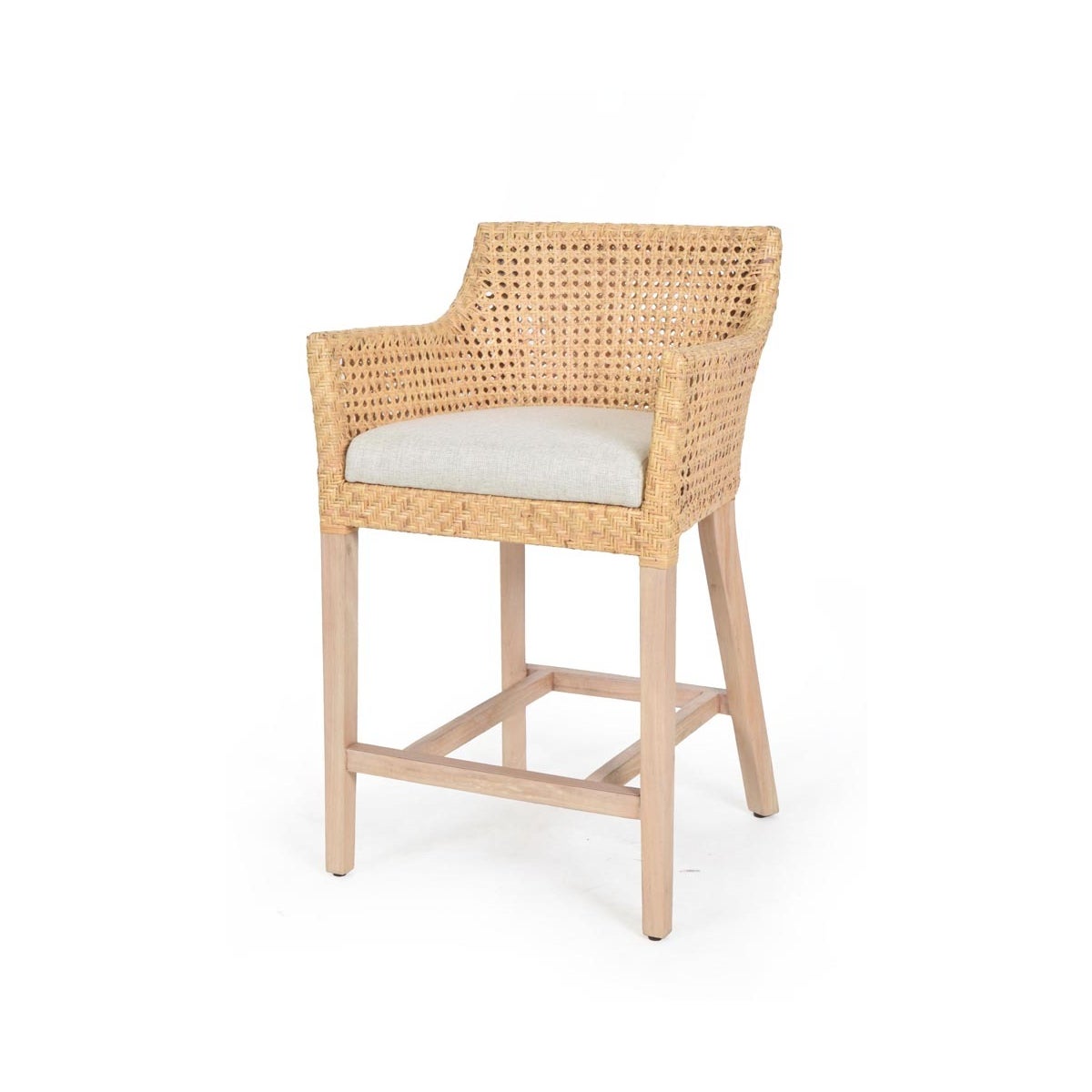Blora Counter Chair Mahogany Frame Color - Natural Woven Rattan Color - Natural  Cushion Color -