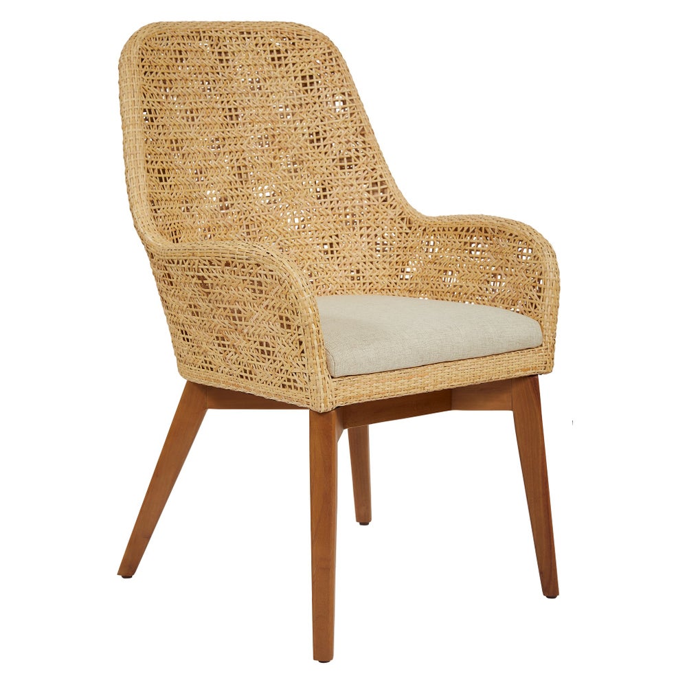 Ava Arm Chair-NaturalCushion Color - Cream