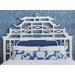 Pagoda Headboard, Queen w/ Fabric Insert Frame Material - Rattan Frame Color - White Fabric Inser