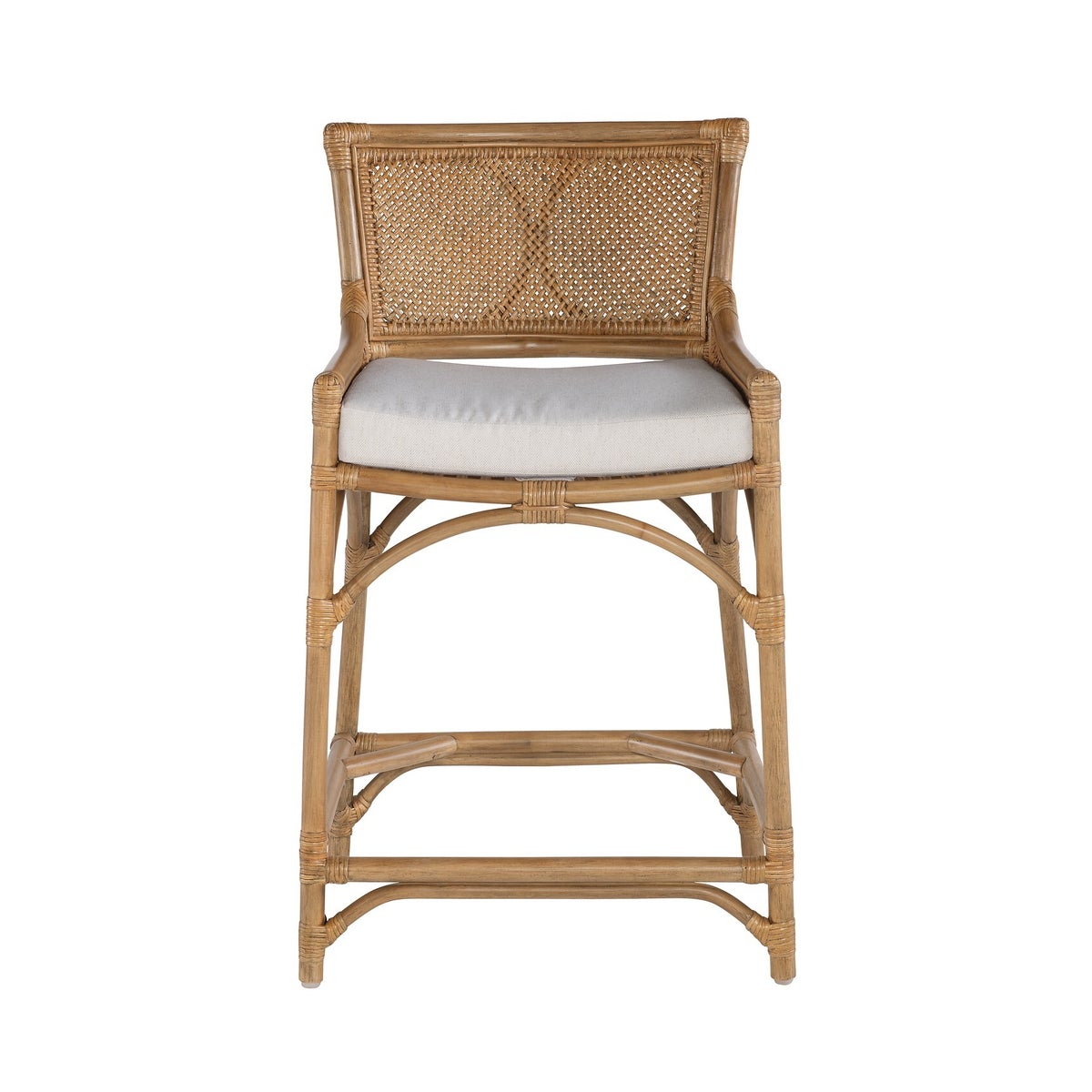 Java Counter Chair Rattan Frame - Honey Brown Weave - Honey Brown Cushion Color - Cream