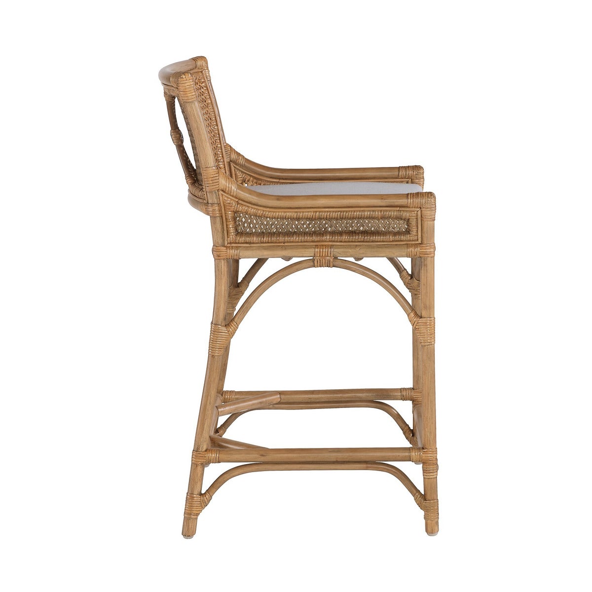 Java Counter Chair Rattan Frame - Honey Brown Weave - Honey Brown Cushion Color - Cream