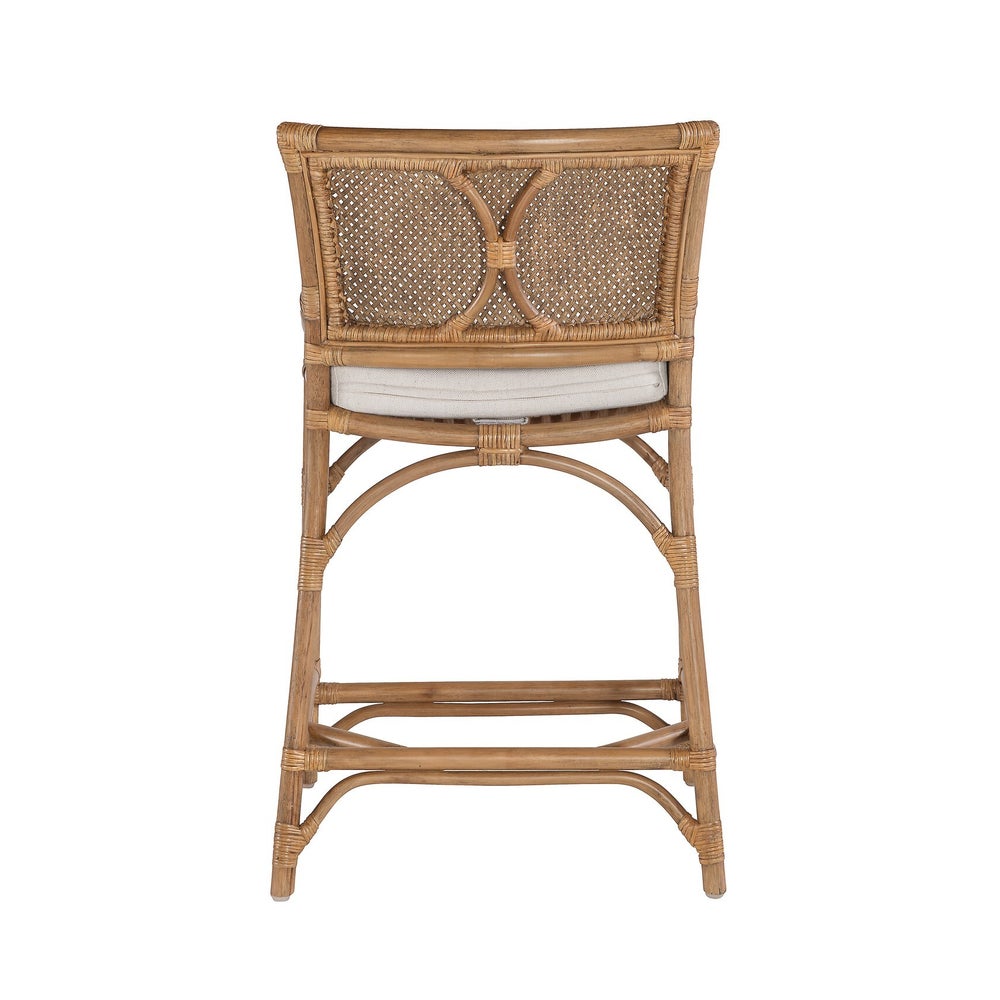 Java Counter Chair  Rattan Frame - Honey Brown Weave - Honey Brown Cushion Color - Cream