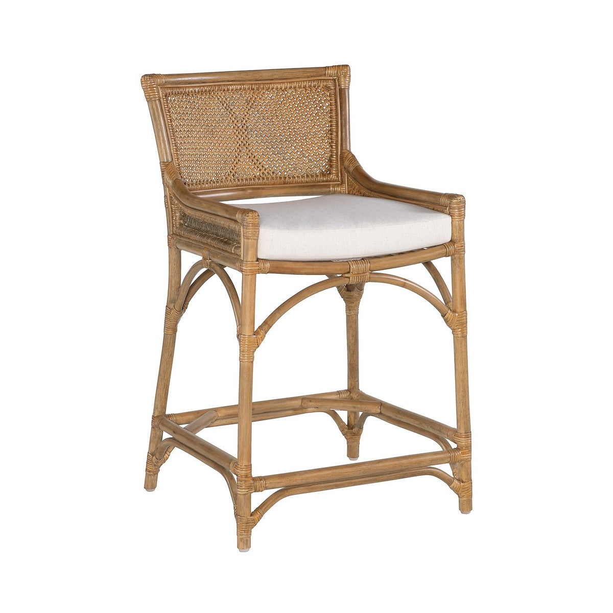 Java Counter Chair Rattan Frame - Honey Brown Weave - Honey Brown Cushion Color - Cream