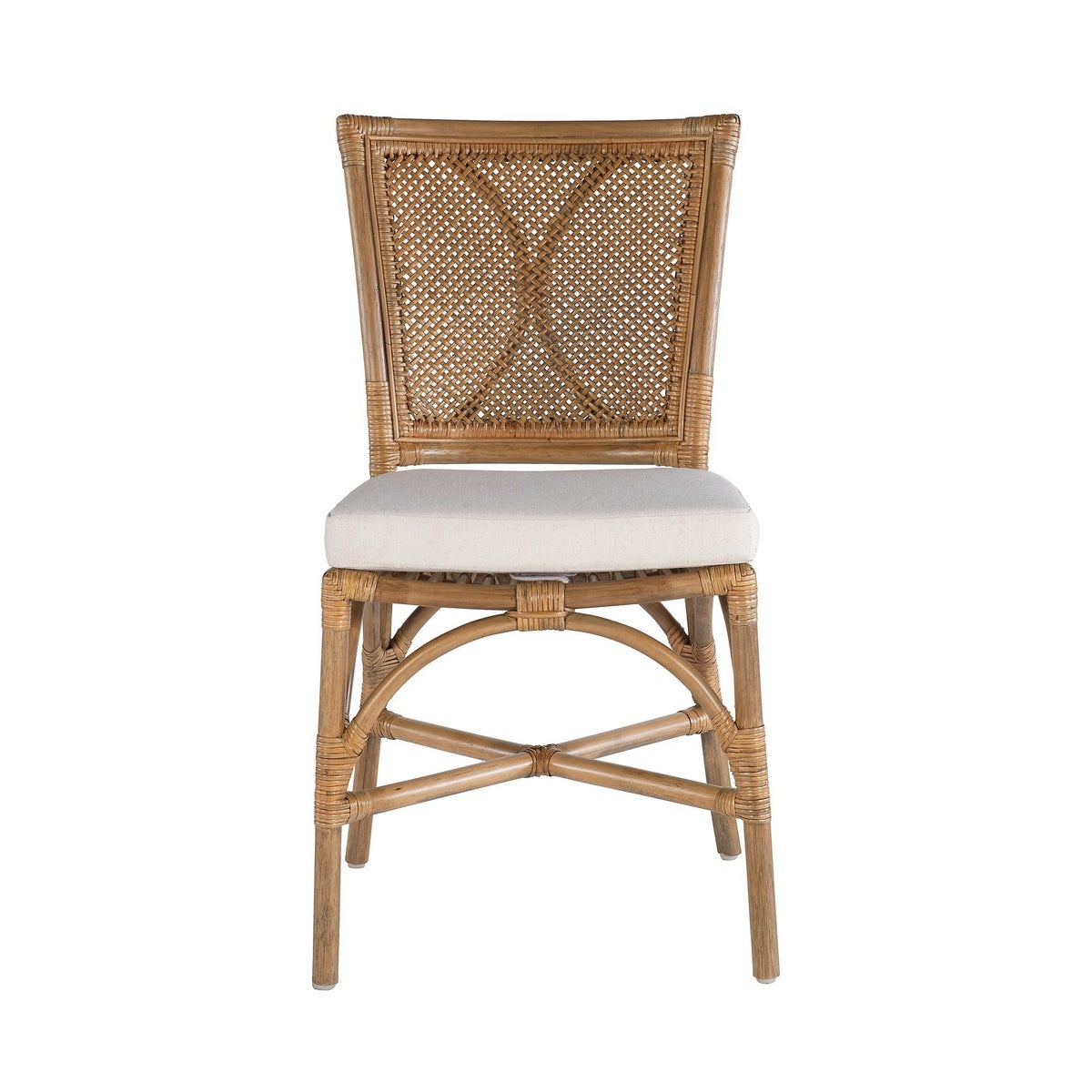 Java Side Chair Rattan Frame Color - Honey Brown Weave - Honey Brown Cushion Color - Cream Sold