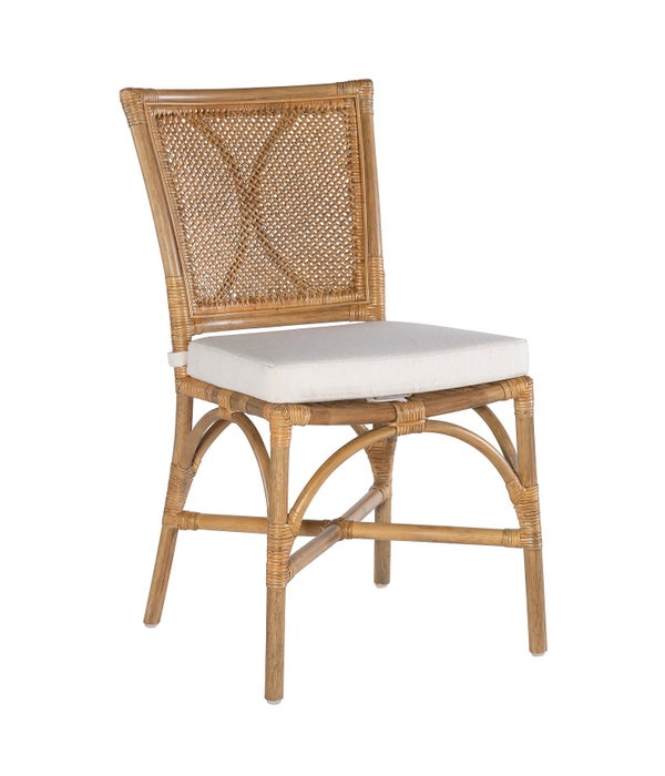 Java Side Chair Rattan Frame & Weave Color - Honey Brown Cushion Color - Cream SOLD IN PAIRS ONL