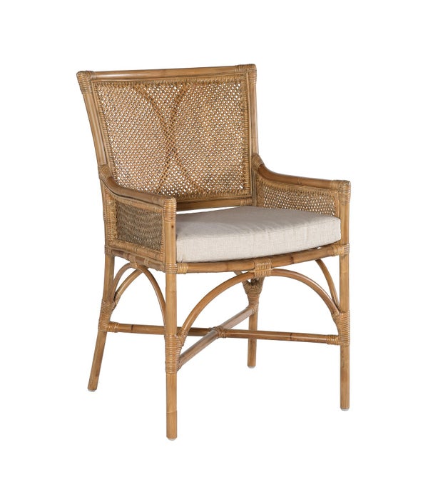 Java Arm Chair Frame Color - Honey Brown Cushion Color - Cream