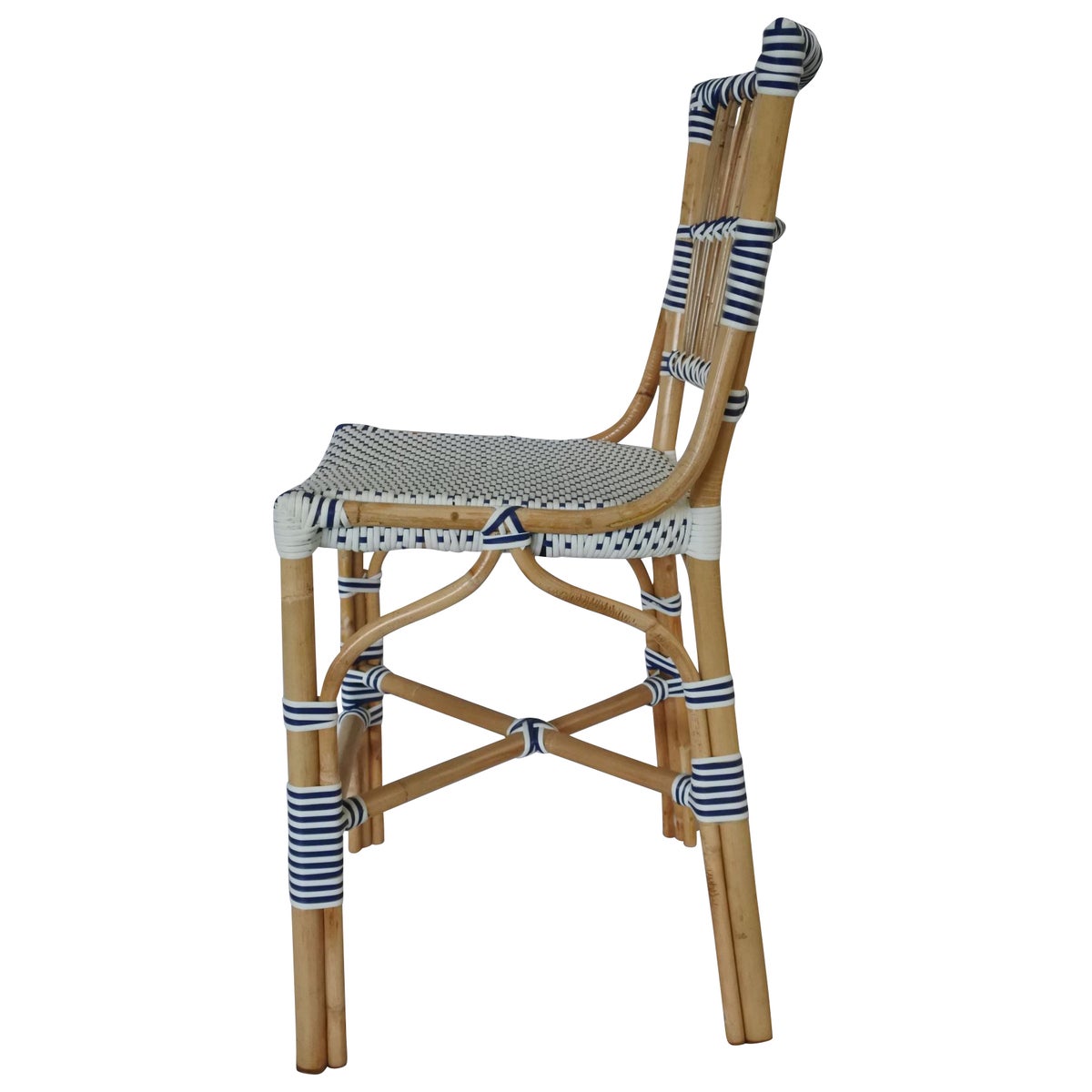 Madrid Counter Chair Frame Color - Natural Woven Seat and Back Color - White/Navy