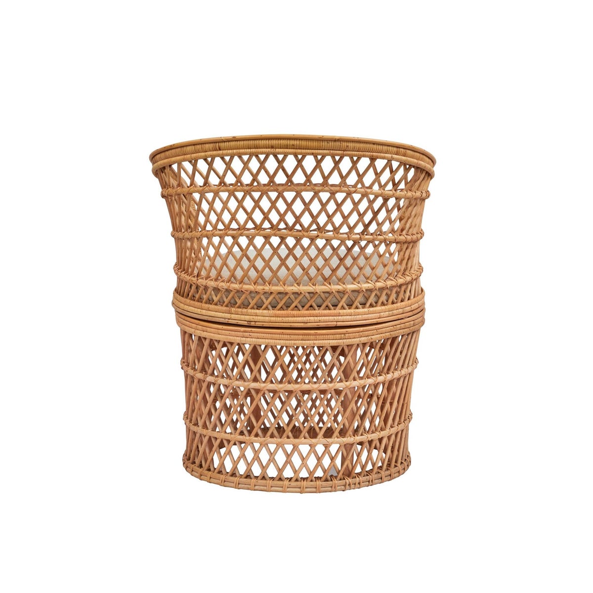 Barrel Swivel Chair Frame: Rattan/ Weave - Natural Cushion Color-Cream