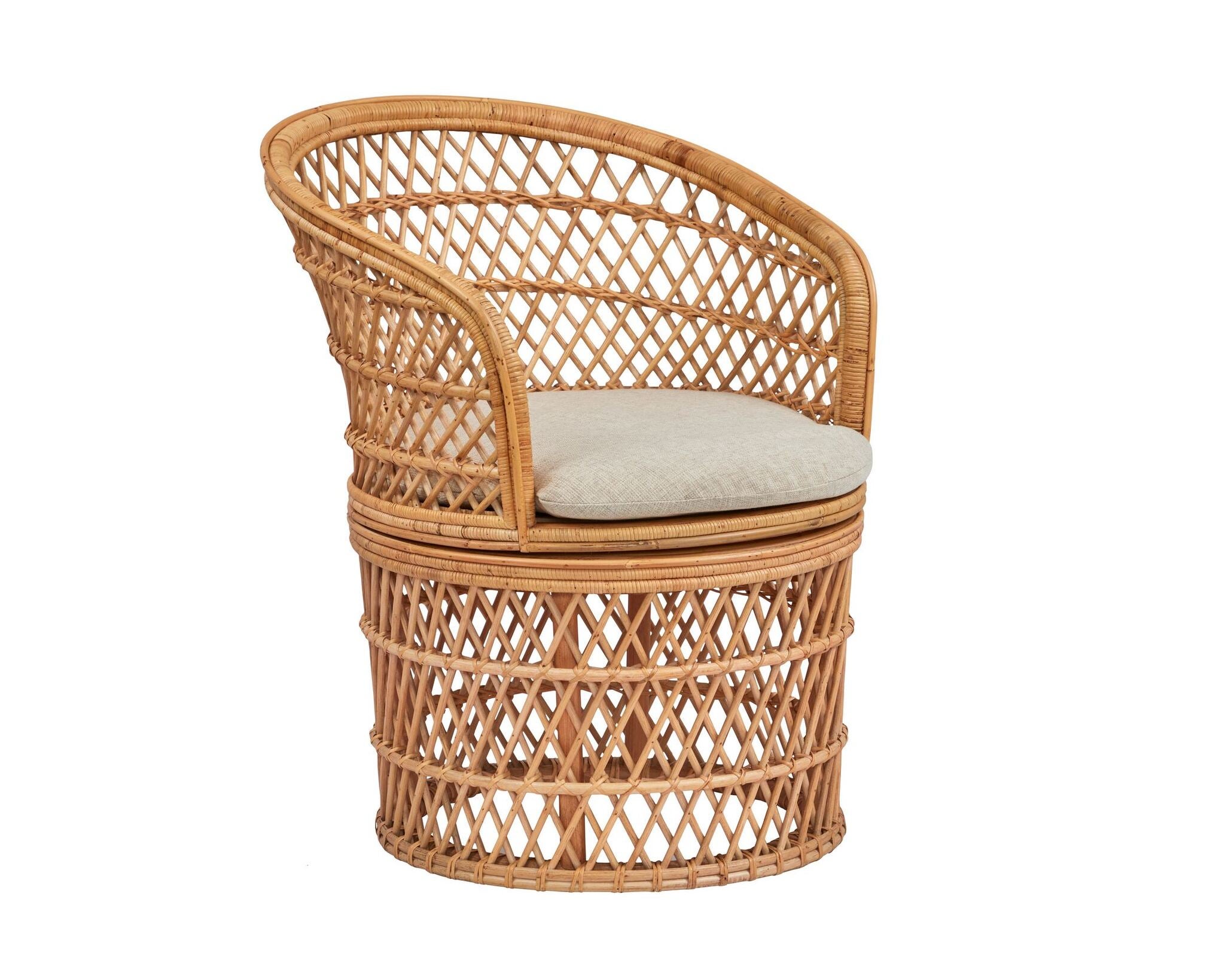 rattan swivel barrel chair