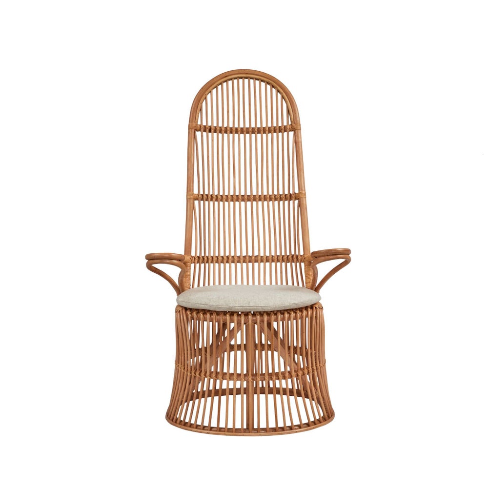 French High Back Chair Rattan Frame - Natural Cushion Color - Cream This Item Will Be Discontinu