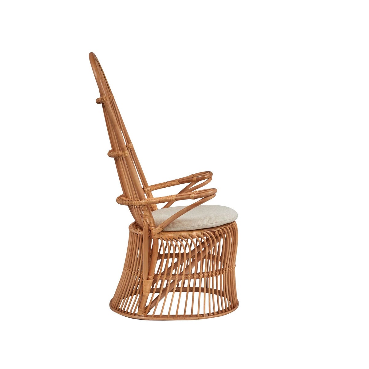 French High Back Chair Rattan Frame - Natural Cushion Color - Cream This Item Will Be Discontinu
