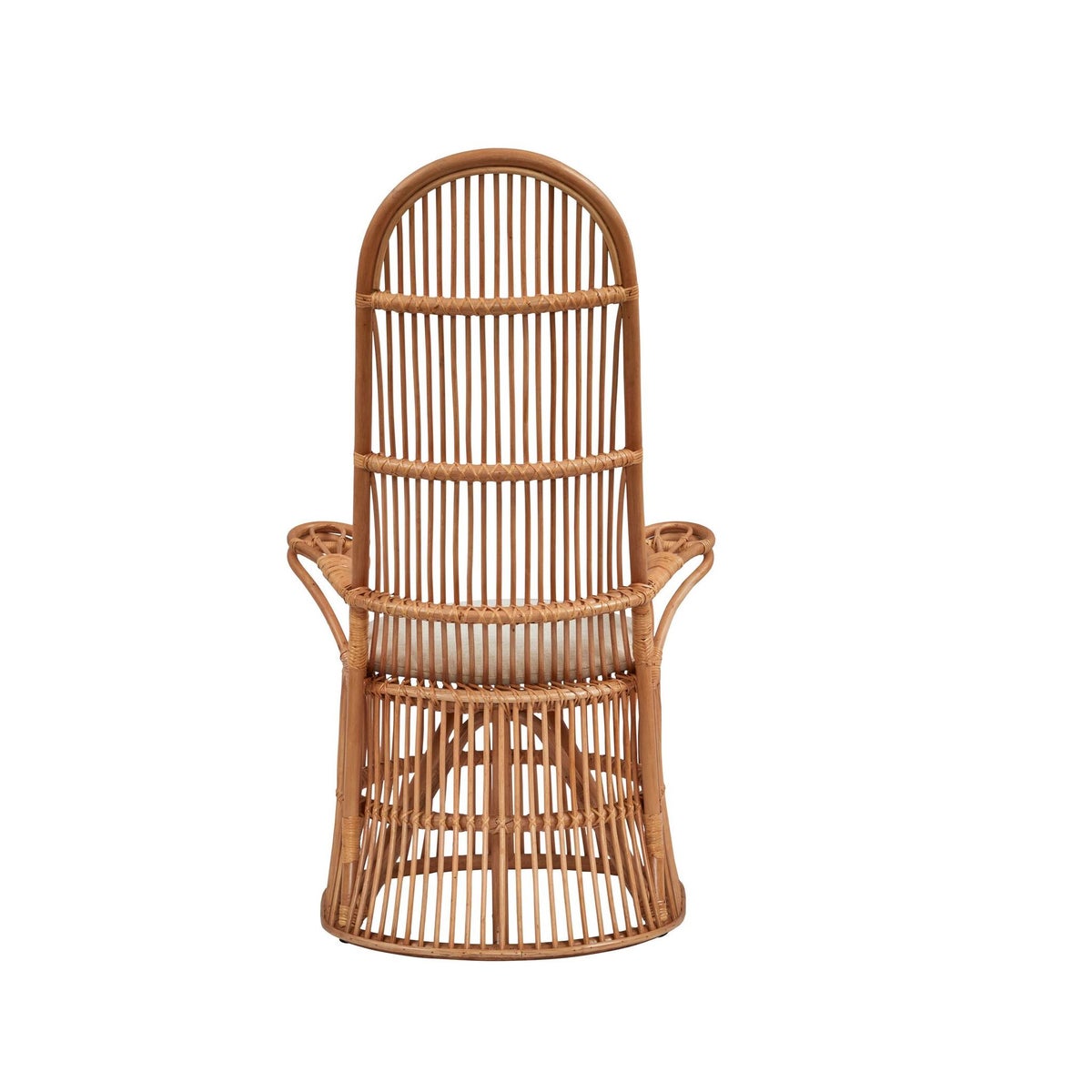 French High Back Chair Rattan Frame - Natural Cushion Color - Cream This Item Will Be Discontinu