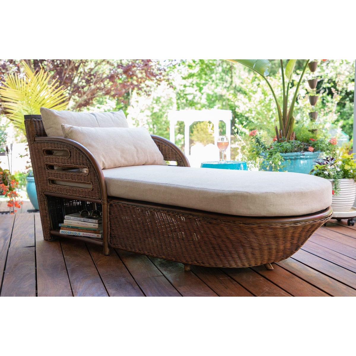 CLOSE-OUT!!Captains Chaise Frame Color - Ginger Cushion Color - Cream Jarrett Bay Collection