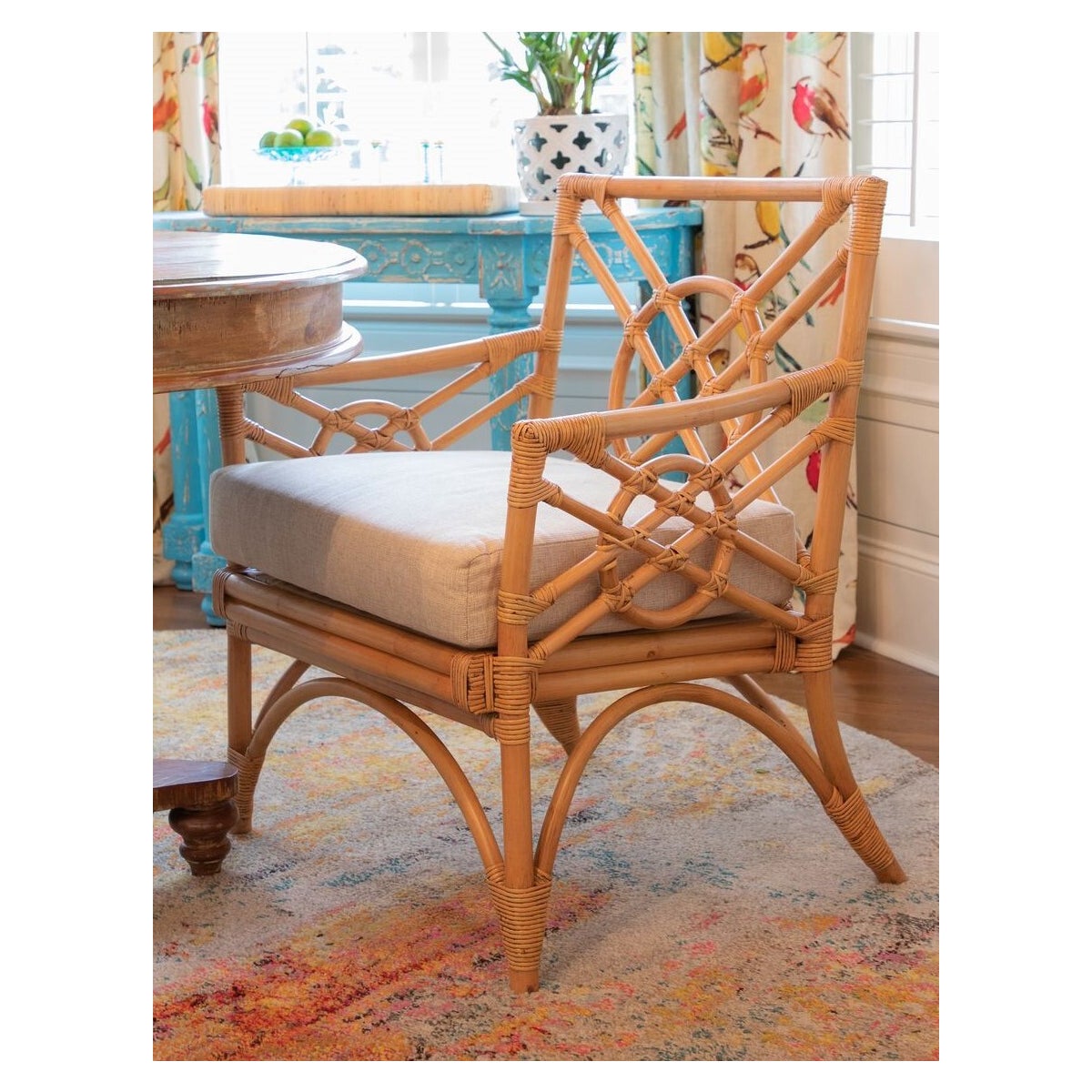 CLOSE-OUT!!Harbor Arm Chair Rattan Frame Color - Buff Cushion Color - Cream Jarrett Bay Coll