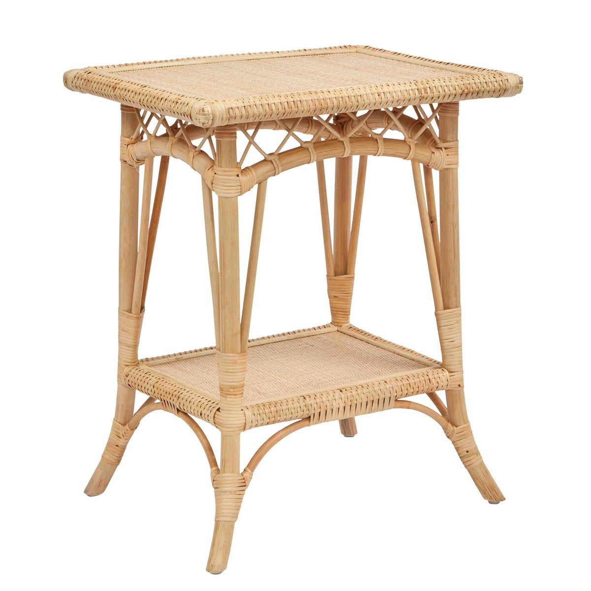 Charleston Side Table Unpainted - "Select Your Color" Rattan Frame with Rattan Peel Wraps