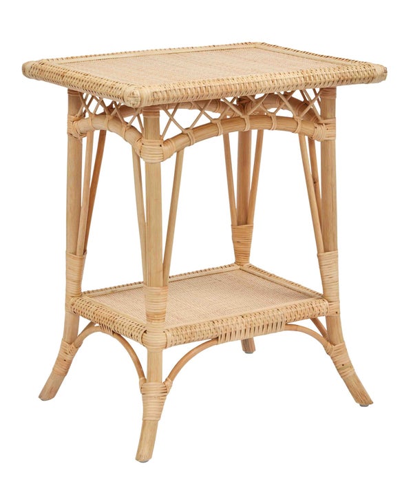 Charleston Side Table Unpainted - "Select Your Color" Rattan Frame with Rattan Peel Wraps