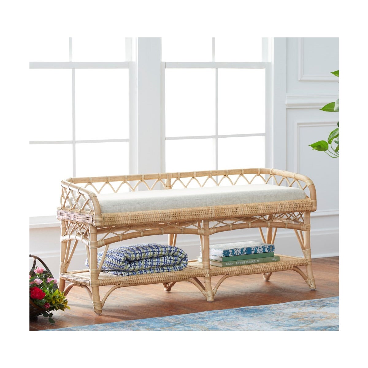 Charleston 48" Bench Frame Color - Natural Cushion Color - Cream