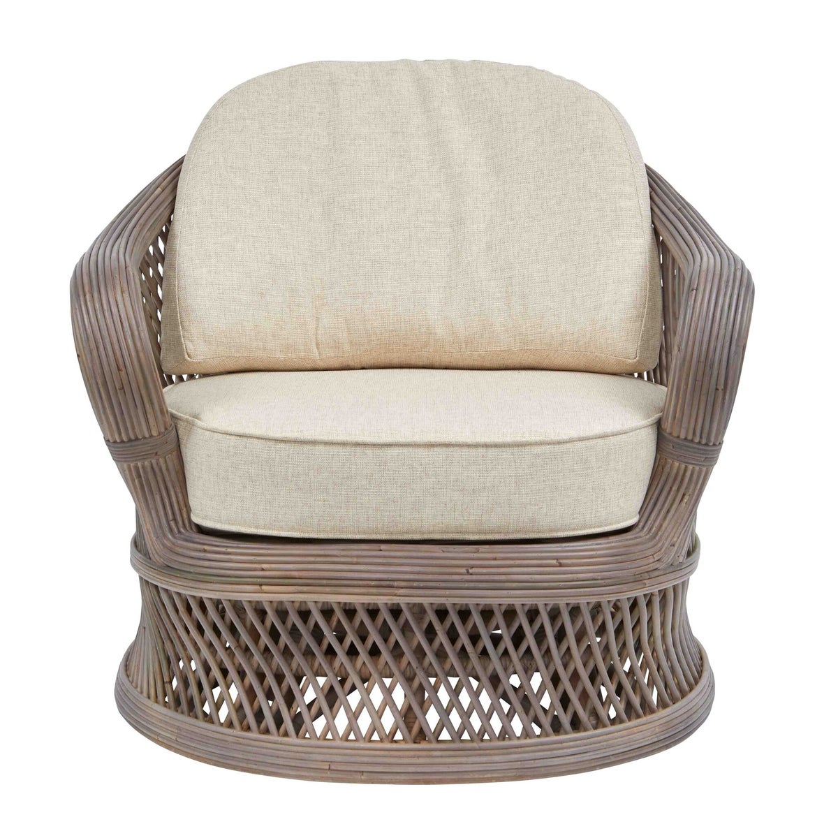 Bella Swivel Chair Frame Color - Matte Gray Cushion Color - CreamThis Item Will Be Discontinued.
