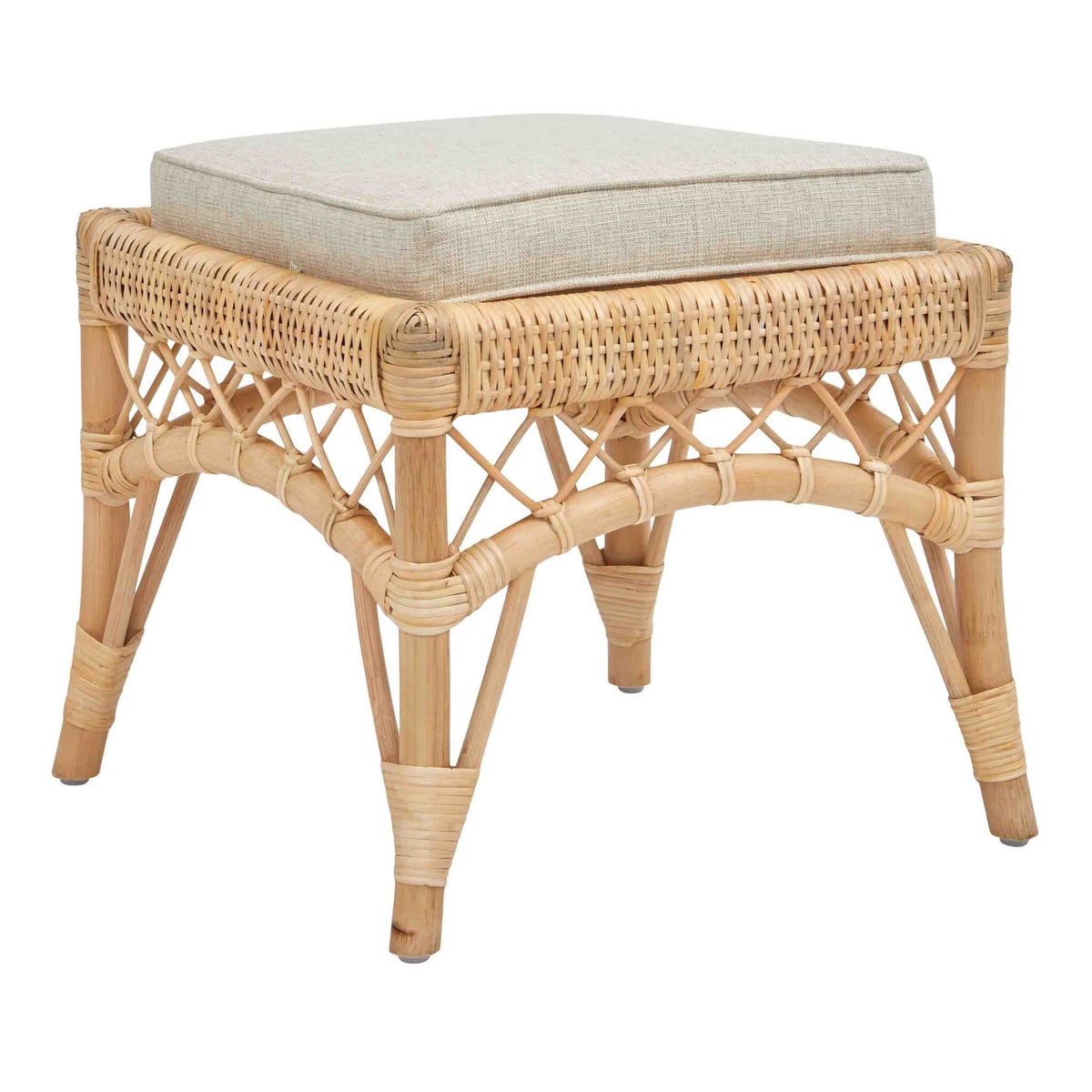 Charleston OttomanUnpainted - "Select Your Color" Rattan Frame with Rattan Peel WrapsCushion Colo