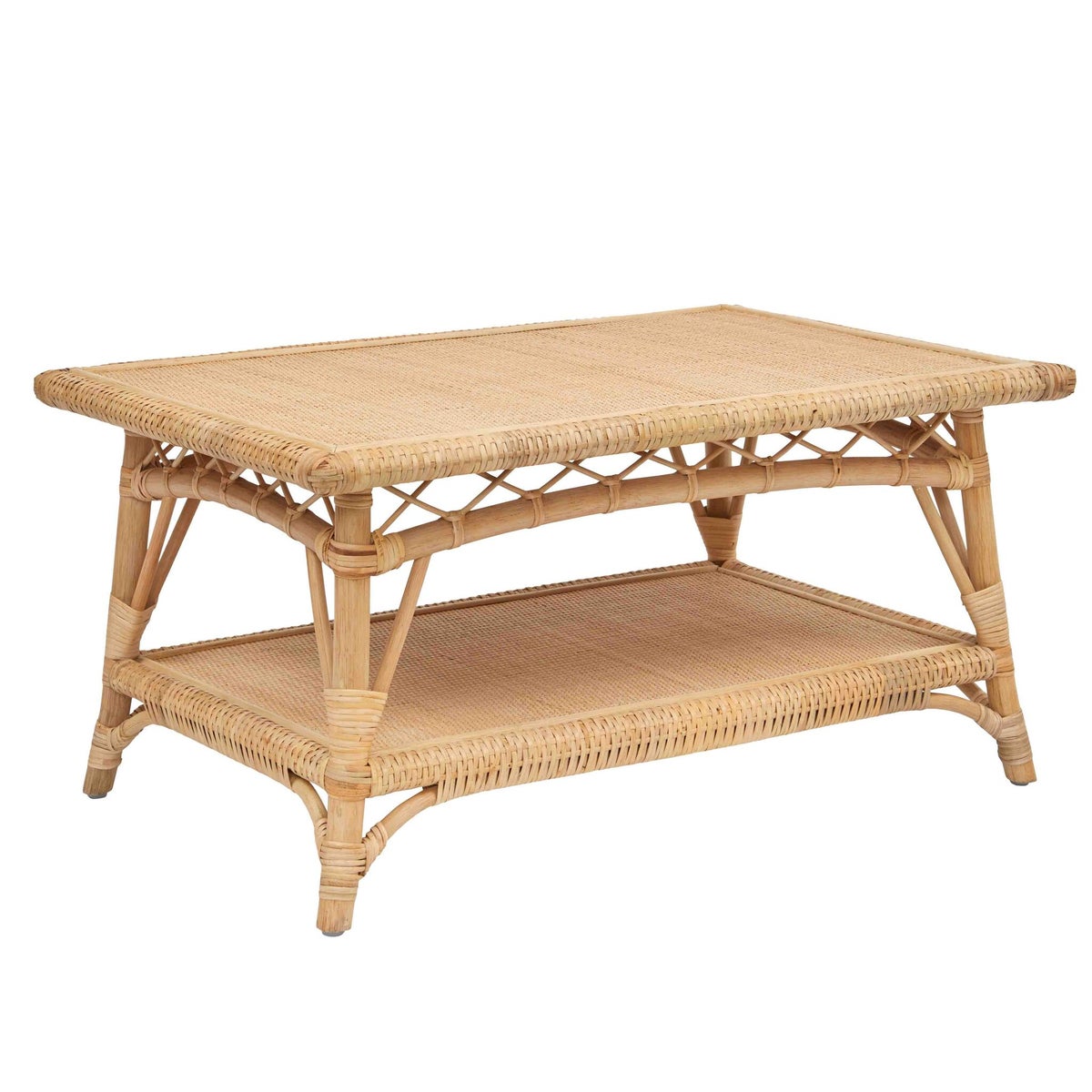 Charleston Coffee TableUnpainted - "Select Your Color" Rattan Frame with Rattan Peel Wraps