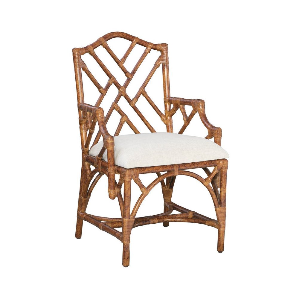 Chippendale Arm ChairFrame Color -  TortoiseCushion Color - Cream