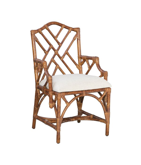 Chippendale Arm ChairFrame Color -  TortoiseCushion Color - Cream