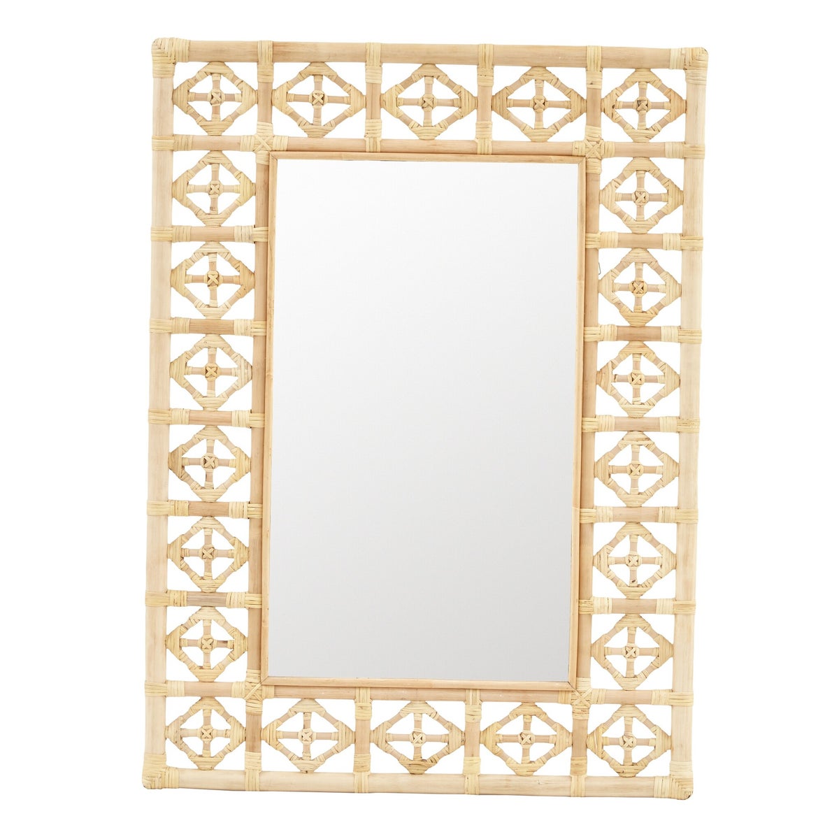 Rectangular Diamond Pattern Mirror Color - Natural