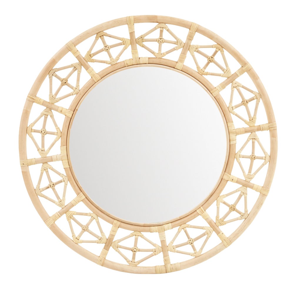 Round Diamond Pattern Mirror Color -  Natural