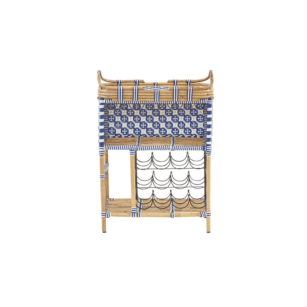 Madrid Wine Bar w/ Removable Serving Tray Color - Navy & White (Star Pattern)