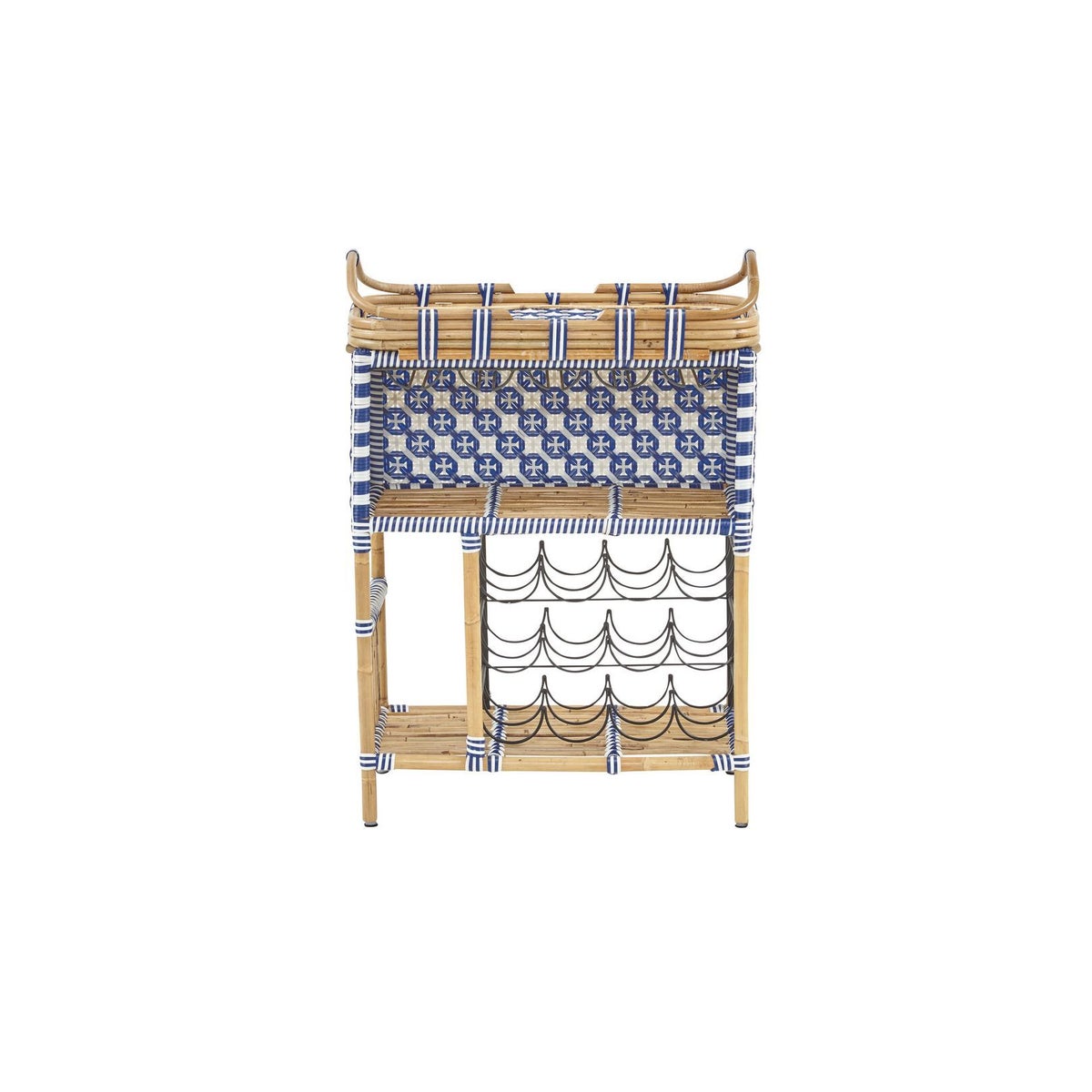 Madrid Wine Bar w/ Removable Serving Tray Color - Navy & White (Star Pattern)This Item Will Be D