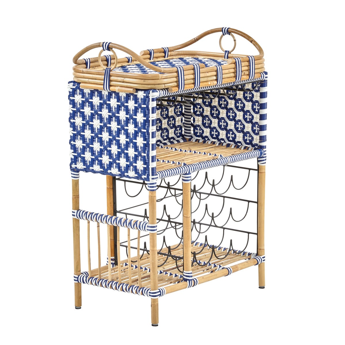 Madrid Wine Bar w/ Removable Serving Tray Color - Navy & White (Star Pattern)This Item Will Be D