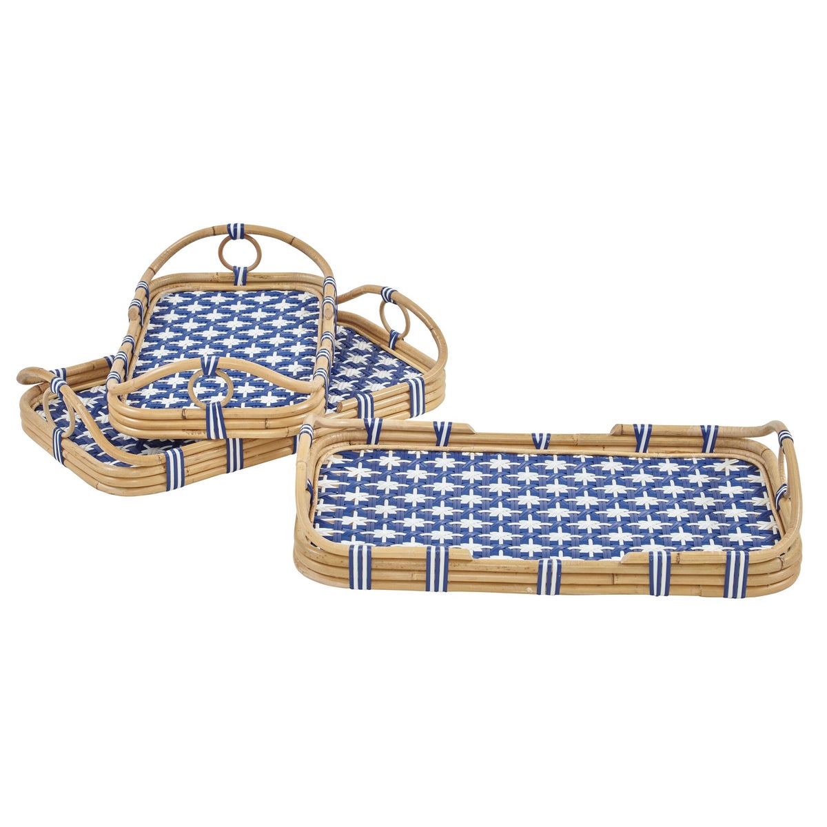 Madrid 3pc Nested Tray Set Color - Navy/White (Star Pattern)This Item Will Be Discontinued.