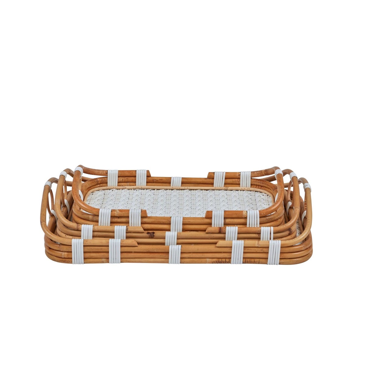 Madrid 3pc Nested Tray Set Color - White Star Pattern This Item Will Be Discontinued.