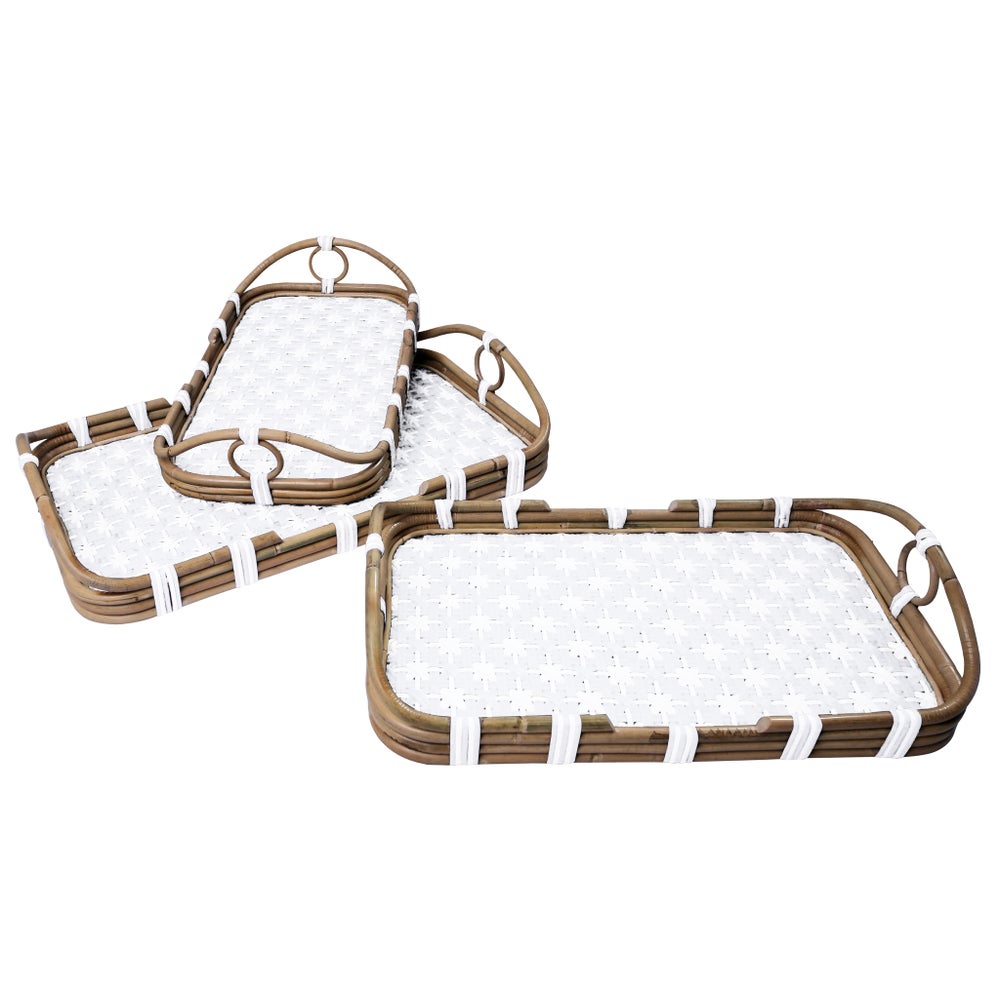 Madrid 3pc Nested Tray Set Color - White Star Pattern This Item Will Be Discontinued.